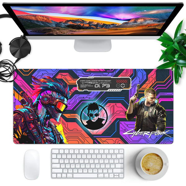 Anti-Slip Desk Mat Gaming Mouse Pad - Cyberpunk Digital Vortex