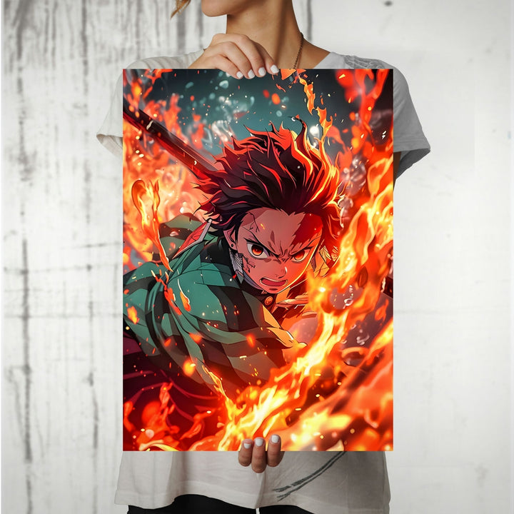 Metal Poster - Anime Tanjiro Kamado - Hinokami Kagura