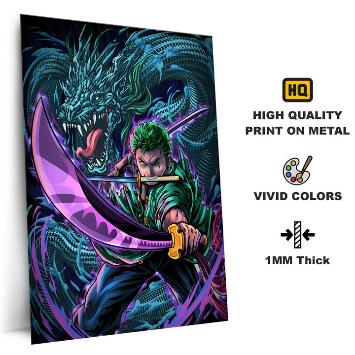 Metal Poster - Anime Roronoa Zoro Dragon twister