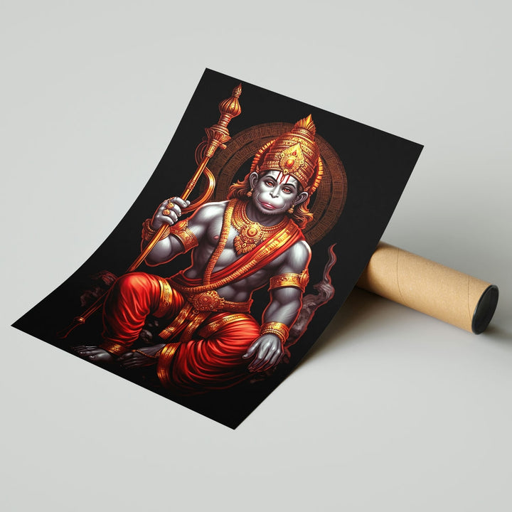 Self Adhesive Textured Vinyl Poster Mighty Hanuman with Gada