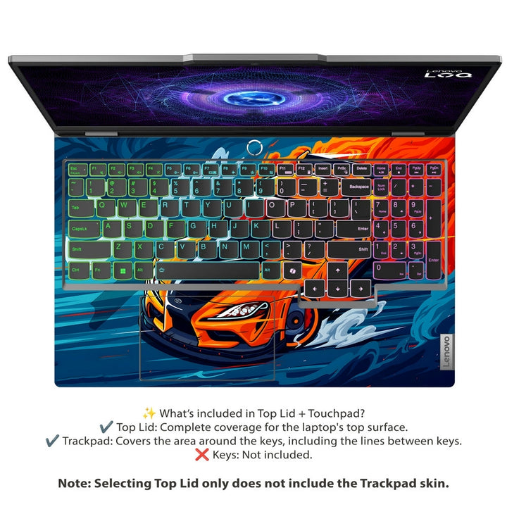 Laptop Skin - Toyota Supra Orange BlueFlames