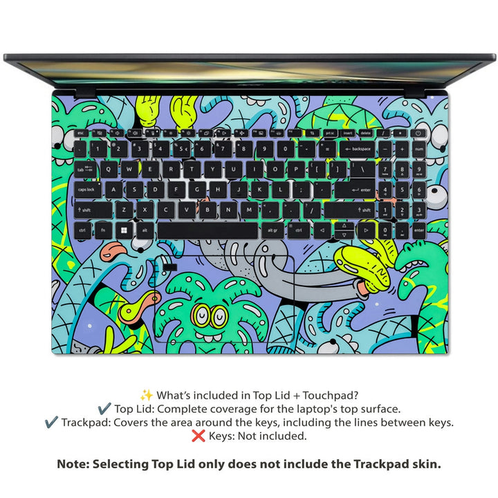 Acer Laptop Skin - Colorful Alien Chaos