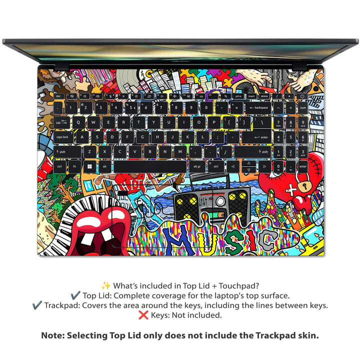 Acer Laptop Skin - Pop Art Music Vibes