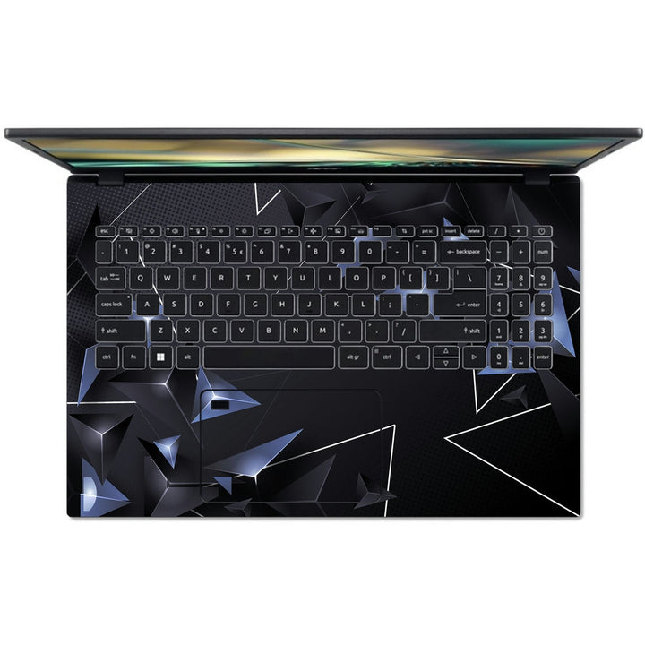 Acer Laptop Skin - Black Metallic Polygonal Design