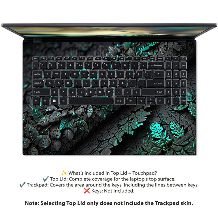 Acer Laptop Skin - Emerald Foliage Glow