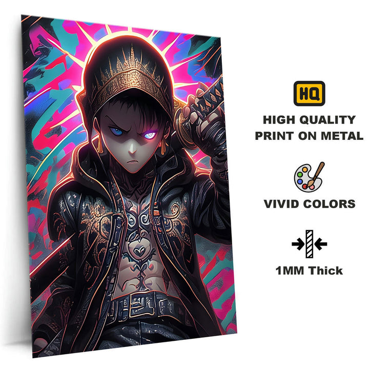 Metal Poster - Anime Golden Hoodie