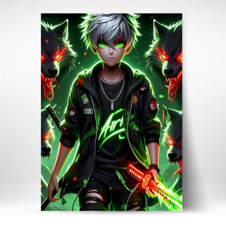 Metal Poster - Anime Green Aura Kid