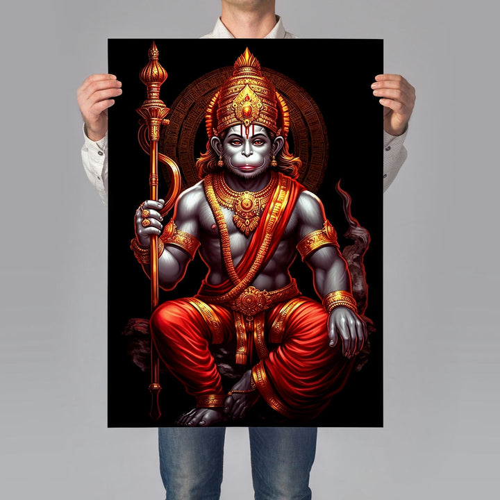 Self Adhesive Textured Vinyl Poster Mighty Hanuman with Gada