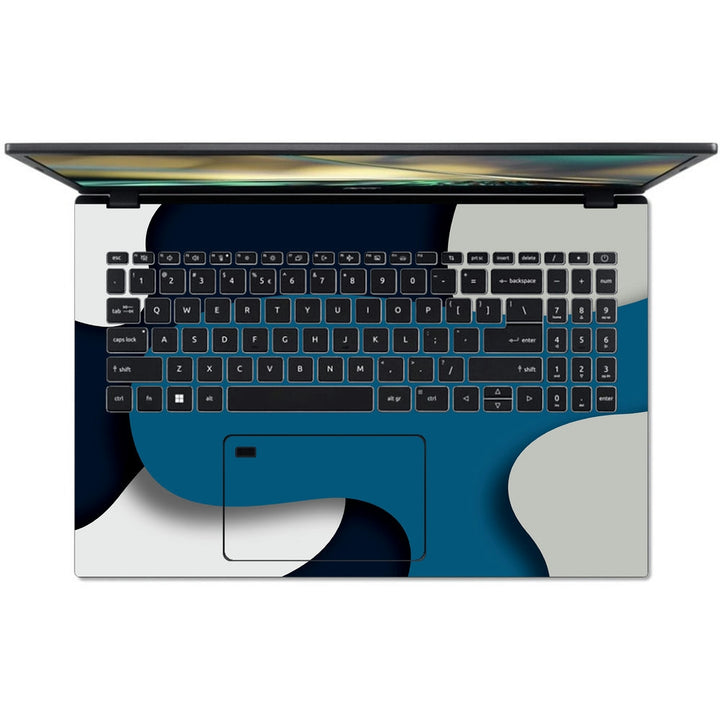 Acer Laptop Skin - Blue and Gray Abstract Patchwork