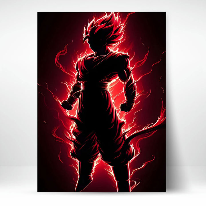 Metal Poster - Anime Goku Red