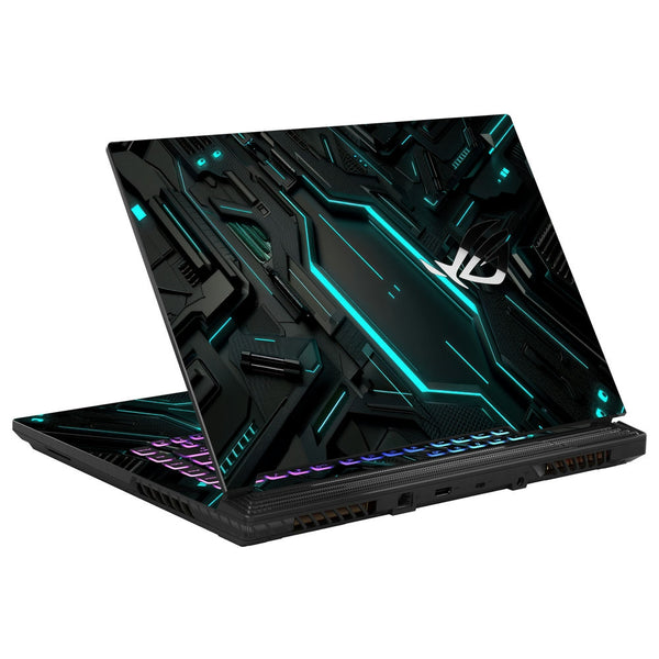 Asus Laptop Skin - Green and Black Tech Circuit Abstract