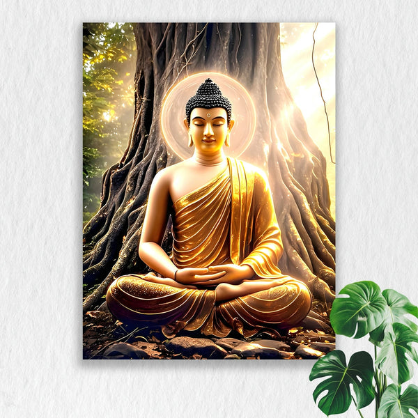 Self Adhesive Textured Vinyl Poster Bodhi Tree Meditation