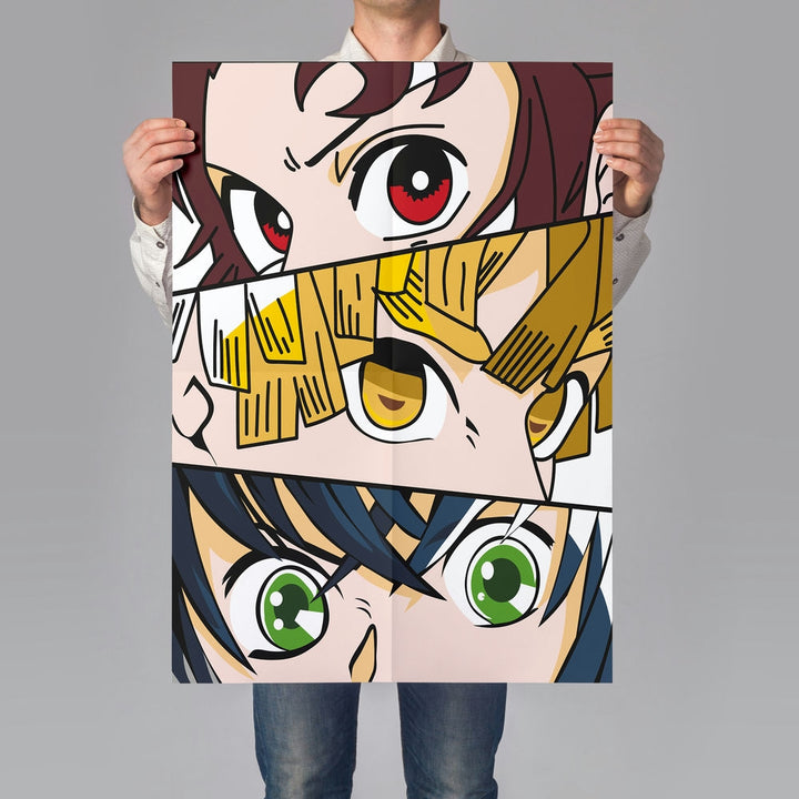 Self Adhesive Textured Vinyl Poster Anime Couple Eyes Close-up