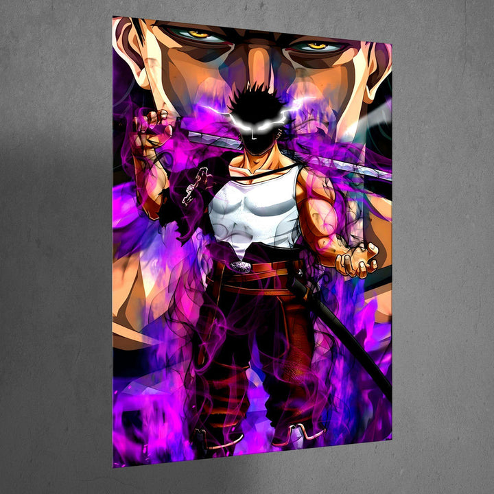 Metal Poster - Anime Purple Fighter