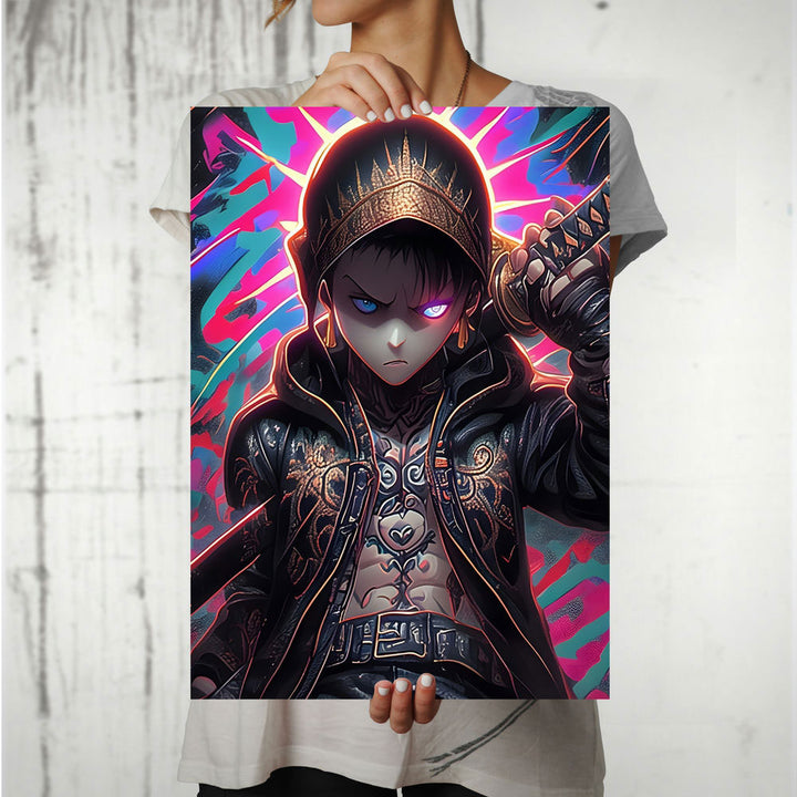 Metal Poster - Anime Golden Hoodie