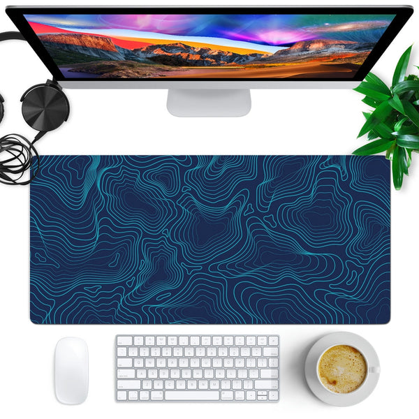 Anti-Slip Desk Mat Gaming Mouse Pad - Dark Blue Contour Line