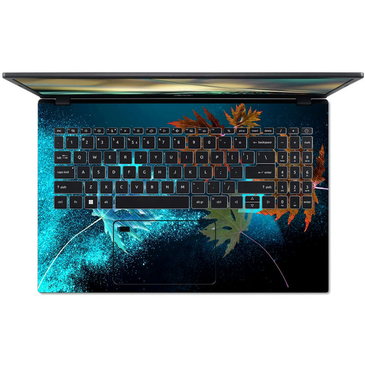 Acer Laptop Skin - Metallic Blue Brown Floral