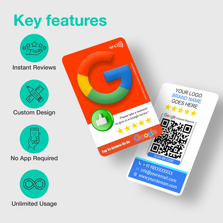 Google Review Card Bright Red