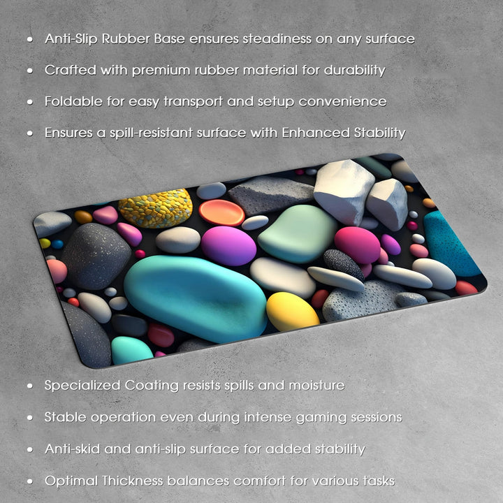 Anti-Slip Desk Mat Gaming Mouse Pad - Colorful Pebbles CP22