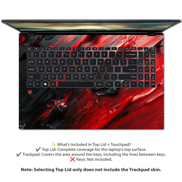 Acer Laptop Skin - Black Red Lava Art