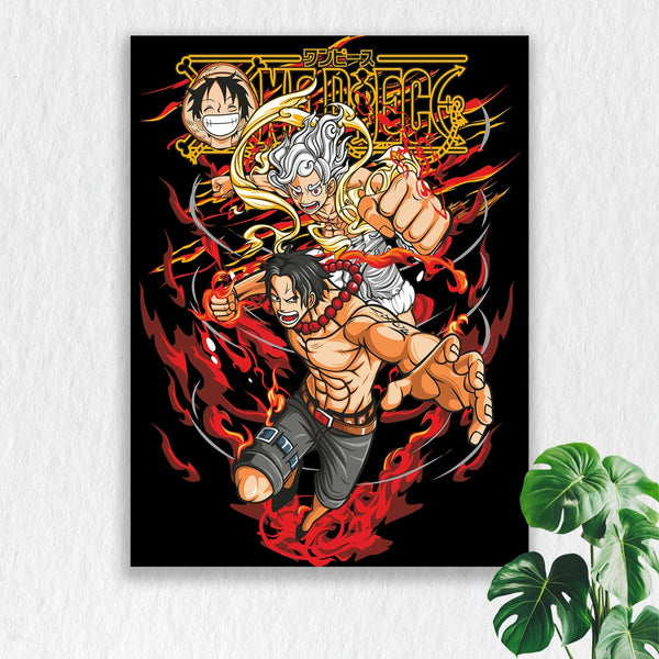 Self Adhesive Textured Vinyl Poster One Piece Flaming Ace Power