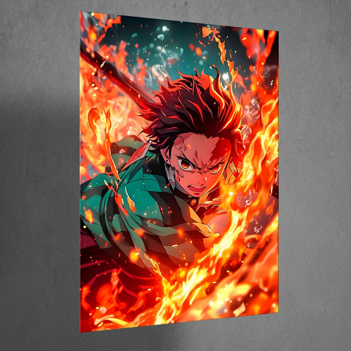 Metal Poster - Anime Tanjiro Kamado - Hinokami Kagura