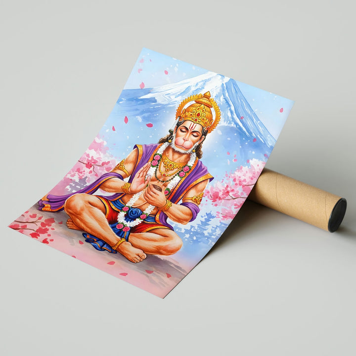 Self Adhesive Textured Vinyl Poster Lord Hanuman Divine Protector