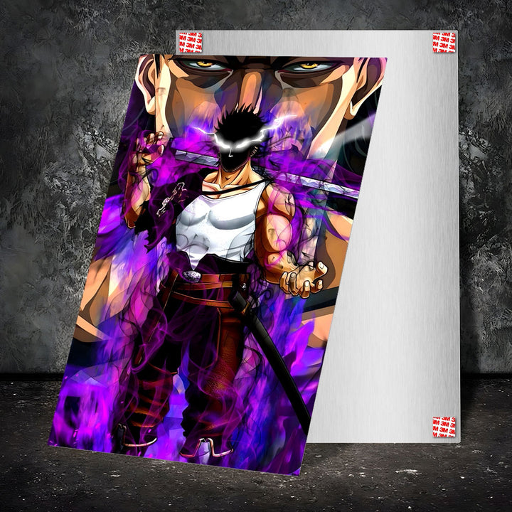 Metal Poster - Anime Purple Fighter