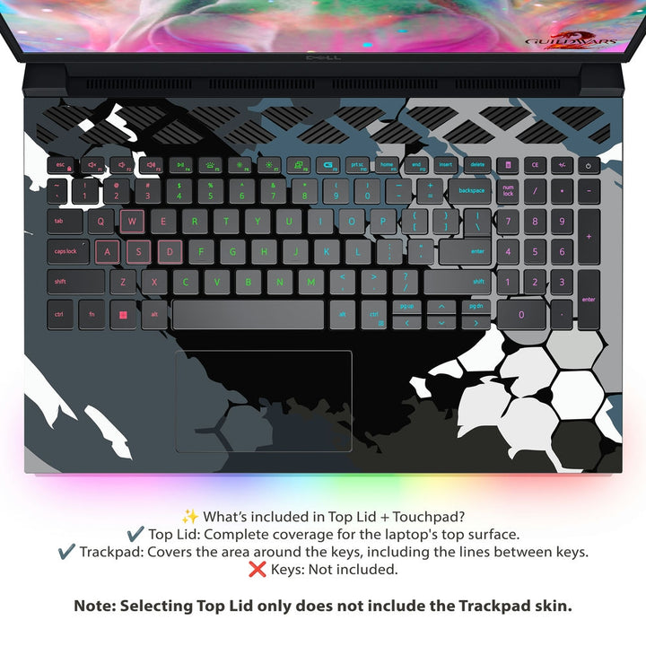 Dell Laptop Skin - Black Grey Honeycomb Art