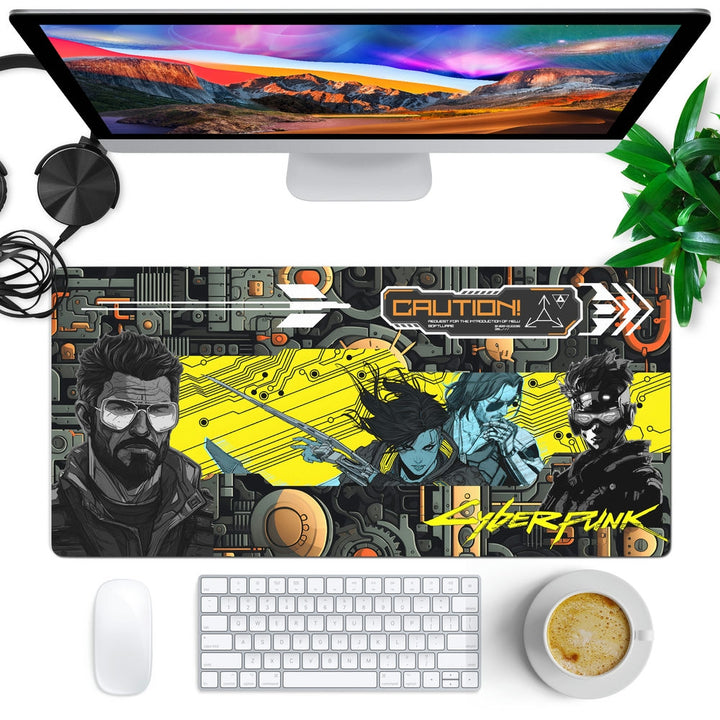 Anti-Slip Desk Mat Gaming Mouse Pad - Cyberpunk Glitch Hunter