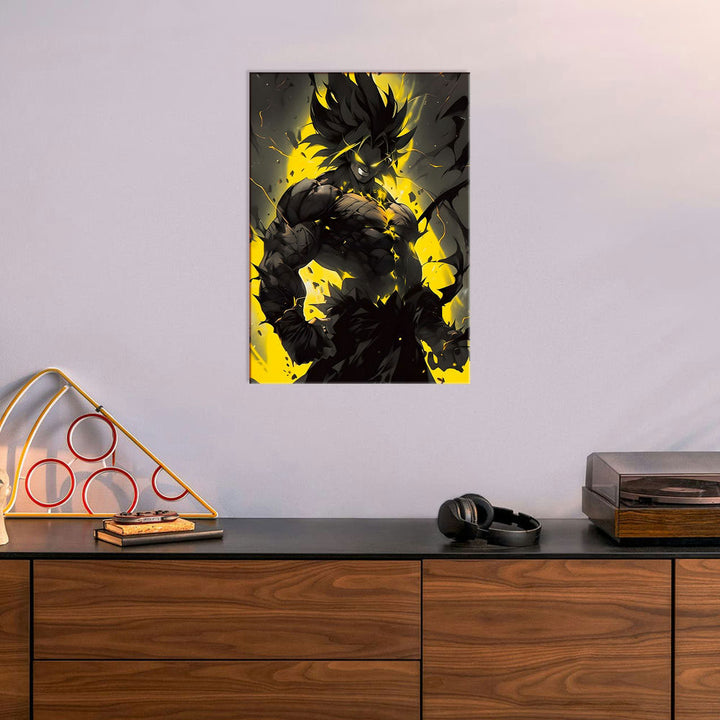 Metal Poster - Anime Goku Yellow