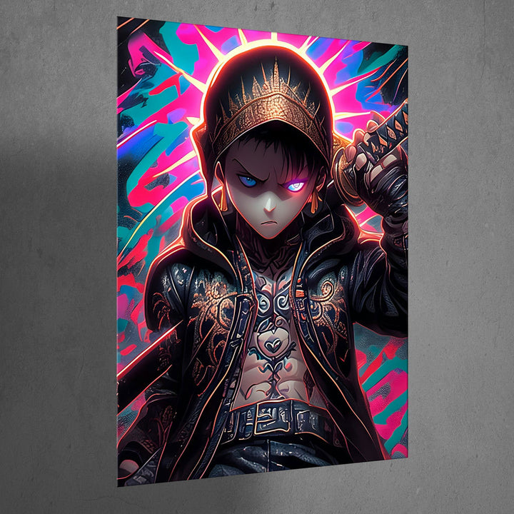 Metal Poster - Anime Golden Hoodie