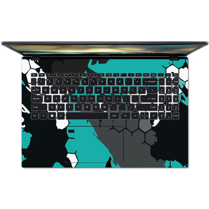 Acer Laptop Skin - Cyan Black Honeycomb Art