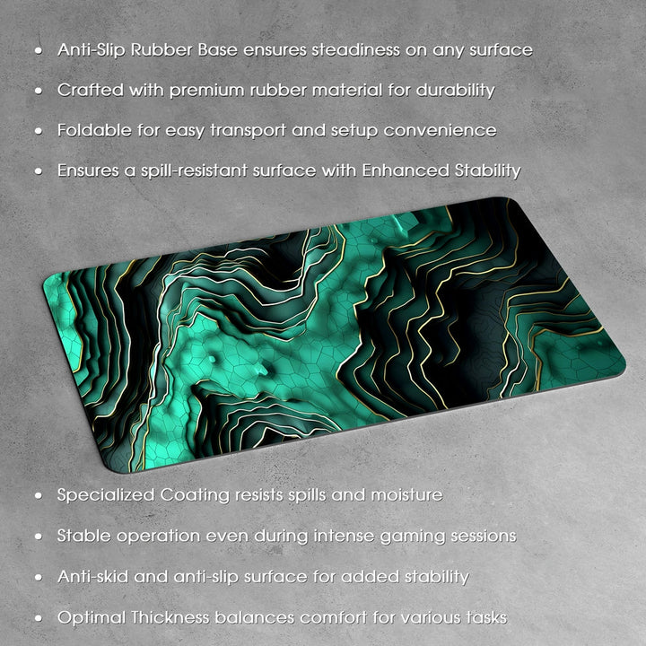 Anti-Slip Desk Mat Gaming Mouse Pad - Emerald Wave