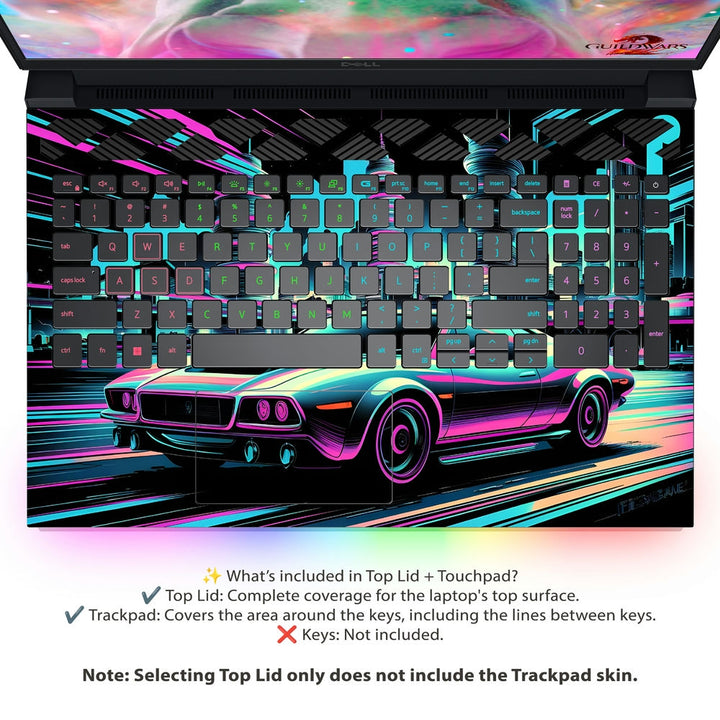 Dell Laptop Skin - Neon Muscle Car