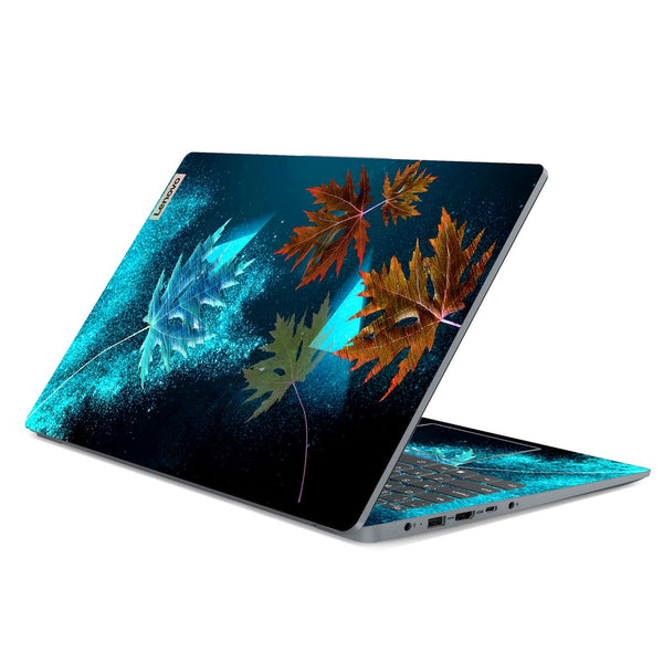 Lenovo Laptop Skin - Metallic Blue Brown Floral