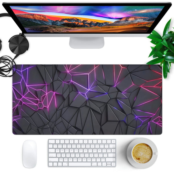 Anti-Slip Desk Mat Gaming Mouse Pad - Neon Triangles