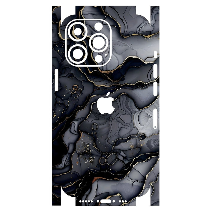 Apple iPhone Skin Wrap - Black Marble Golden Highlighter