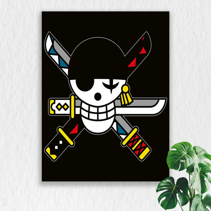 Self Adhesive Textured Vinyl Poster One Piece Skull Swords Brotherhood