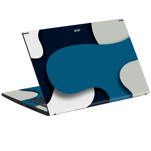 Acer Laptop Skin - Blue and Gray Abstract Patchwork