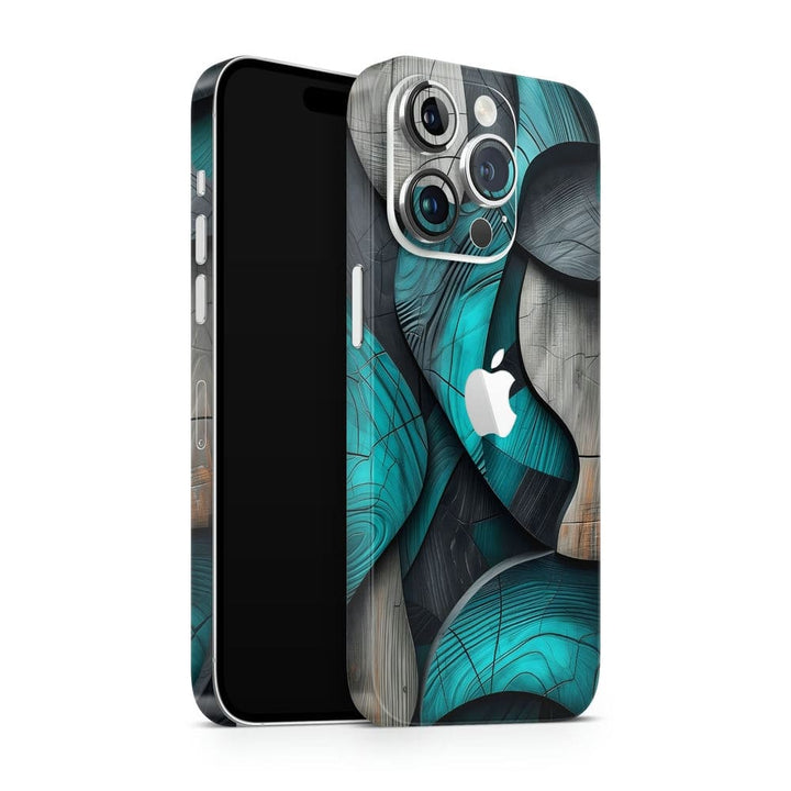 Apple iPhone Skin Wrap - Green Grey Shaded Wooden