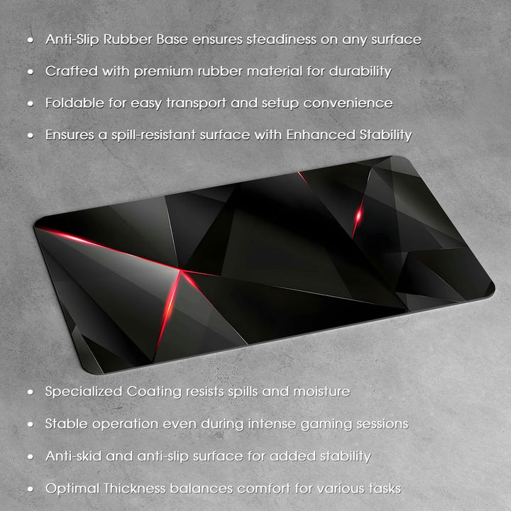 Anti-Slip Desk Mat Gaming Mouse Pad - Geometric Red Black Design