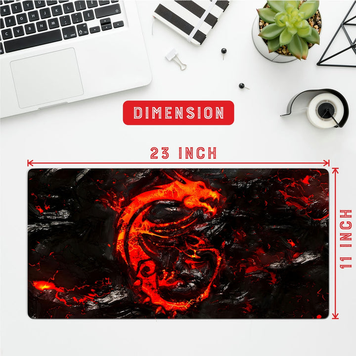 Anti-Slip Desk Mat Gaming Mouse Pad - Fiery Gaming Red Dragon