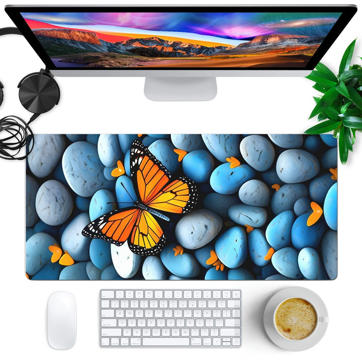 Anti-Slip Desk Mat Gaming Mouse Pad - Butterfly Stone