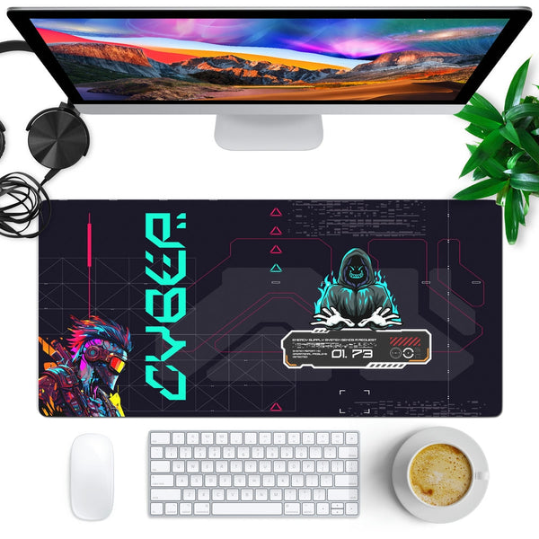 Anti-Slip Desk Mat Gaming Mouse Pad - Cyberpunk Cyber Sentinel