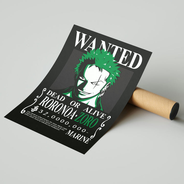 Self Adhesive Textured Vinyl Poster Wanted Poster Roronoa Zoro One Piece