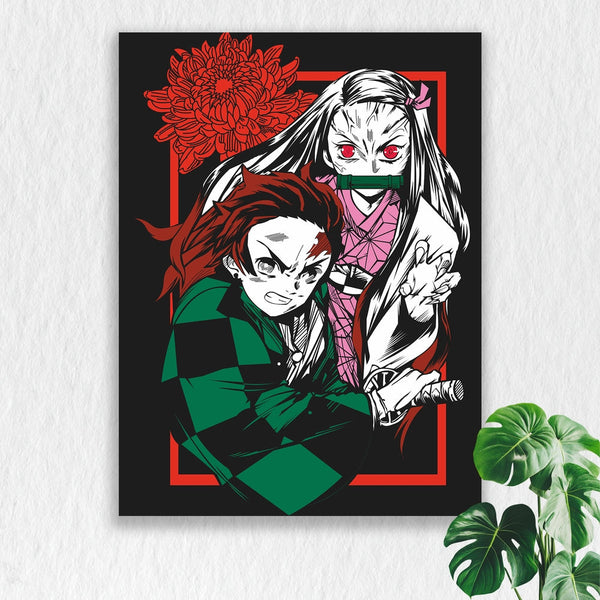 Self Adhesive Textured Vinyl Poster Demon Slayer Duo