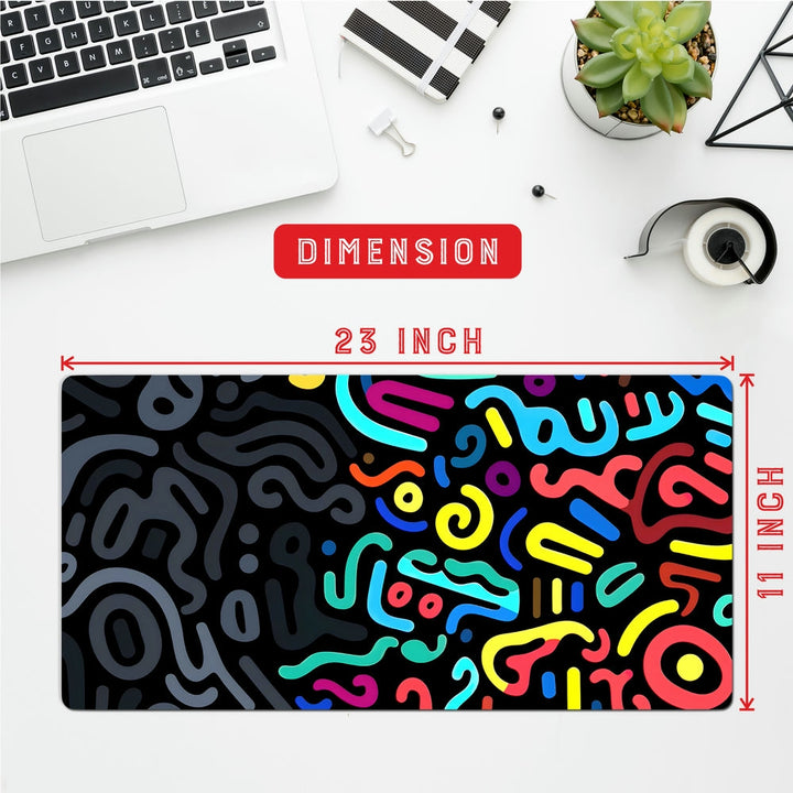 Anti-Slip Desk Mat Gaming Mouse Pad - Neon Scribble