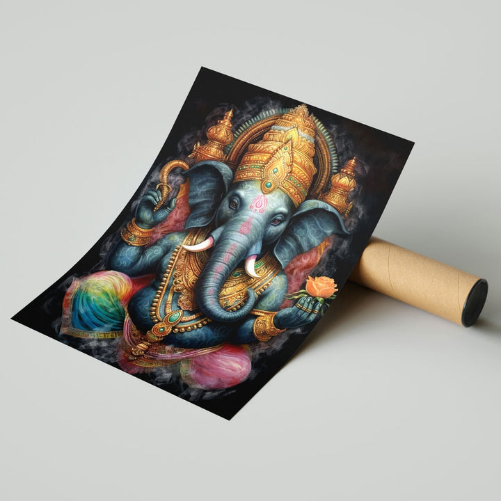 Self Adhesive Textured Vinyl Poster Ganesh Colorful Artwork