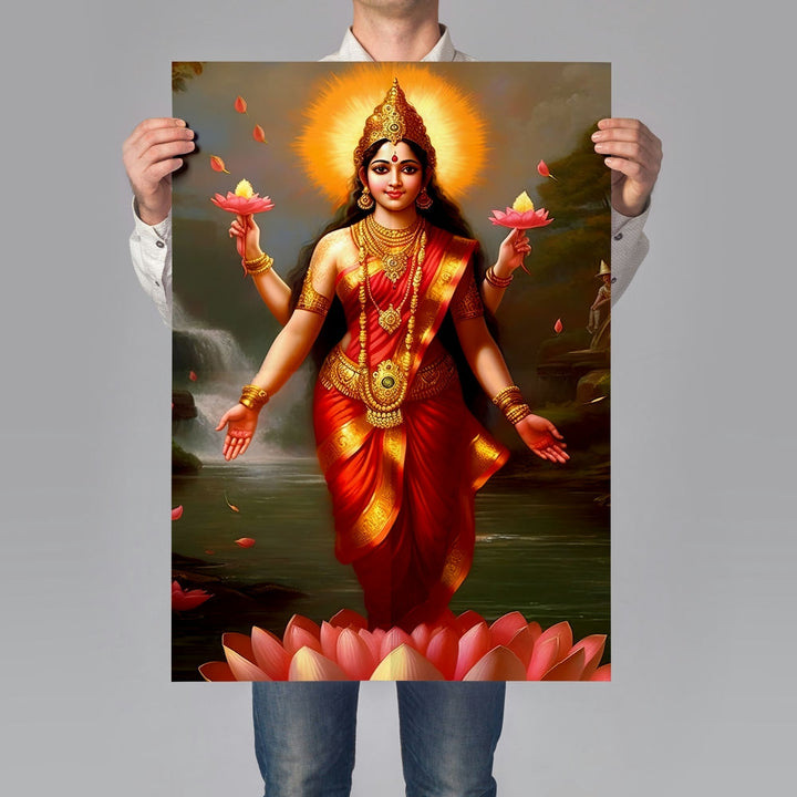 Self Adhesive Textured Vinyl Poster Goddess Lakshmi in Glory